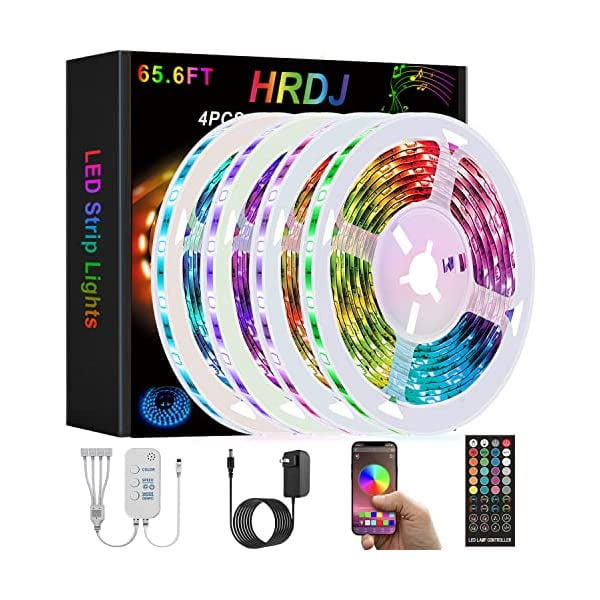 Details about   65.6 ft/20M RGB LED Strip Lights 5050 Music Sync Bluetooth Remote Room Light Kit